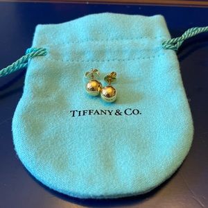 18k yellow old 8mm Tiffany Hardware bead earrings